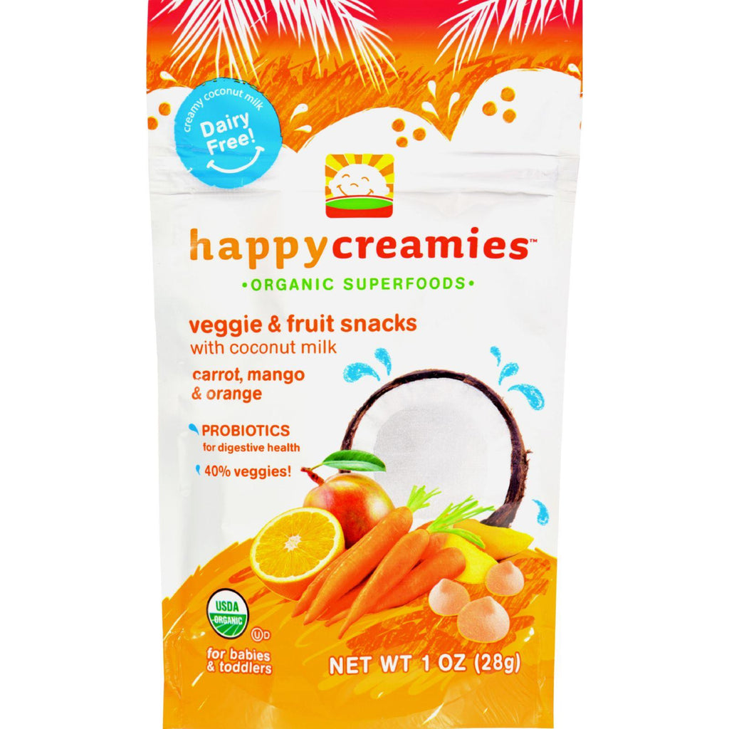 Happy Creamies Organic Snacks - Carrot Mango Orange - Case Of 8 - 1 Oz