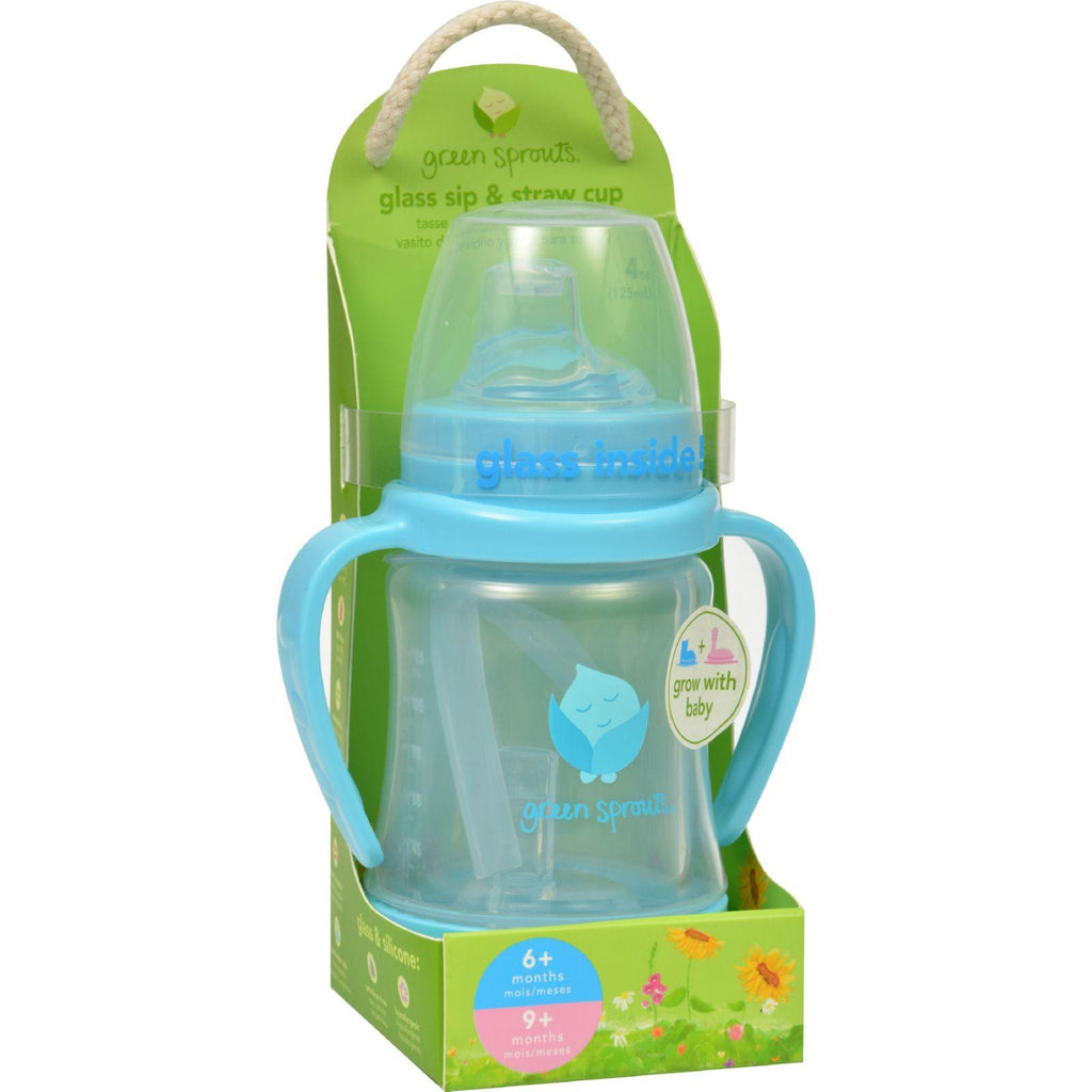 Green Sprouts Cup - Sip N Straw - Glass - 6 Months Plus - Aqua - 1 Count