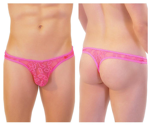 Floral Lace Thong Pink