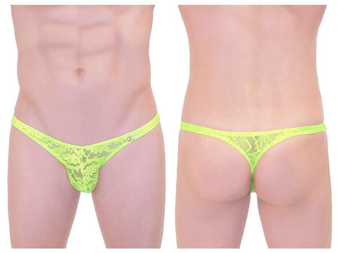 Floral Lace Thong Green